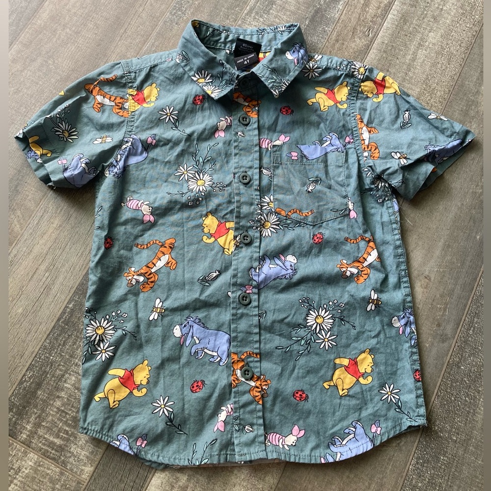 Pooh Button Down Shirt Disney 4T
